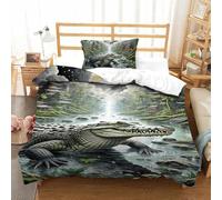 QIAVXZIP 3D Impreso cocodrilo Hiding in Mangroves 2 Piezas Juego De Funda Edredon Animales 1 Fundas De Almohada Microfibra con Cremallera Hipoalergénica para Niños Single（135x200cm）