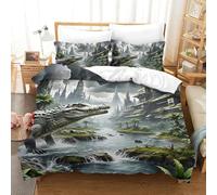 QIAVXZIP 3D Impreso cocodrilo Hiding in Mangroves 3 Piezas Hojas Funda Edredon Animales 2 Fundas De Almohada Novedad con Cremallera Hipoalergénica para Adultos Y Niñas King（220x240cm）