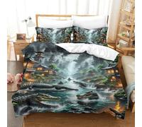 QIAVXZIP 3D Impreso cocodrilo Hiding in Mangroves 3 Piezas Juego De Funda Edredon Animales 2 Fundas De Almohada Novedad con Cremallera Suave para Adultos Y Niñas Double（200x200cm）