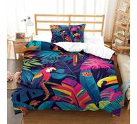 QIAVXZIP 3D Impreso Flora y Fauna Tropicales 2 Piezas Juego De Funda Edredon 1 Fundas De Almohada Microfibra con Cremallera Transpirable para Adultos Y Niñas Single（135x200cm）