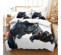 QIAVXZIP 3D Impreso Pantera Negra 3 Piezas Hojas Funda Edredon 2 Fundas De Almohada Microfibra con Cremallera Suave para Adultos Y Niñas King（220x240cm）