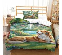 QIAVXZIP 3D Impreso Shih Tzu 2 Piezas Hojas Funda Edredon 1 Fundas De Almohada Novedad con Cremallera Hipoalergénica para Adultos Y Niñas Single（135x200cm）