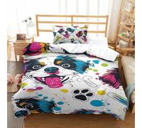 QIAVXZIP 3D Impreso Shih Tzu 2 Piezas Juego De Funda Edredon 1 Fundas De Almohada Novedad con Cremallera Hipoalergénica para Niños Y Adolescentes Single（135x200cm）