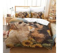 QIAVXZIP 3D Impreso Shih Tzu 3 Piezas Hojas Funda Edredon 2 Fundas De Almohada Microfibra con Cremallera Transpirable para Niños Y Adolescentes Single（140x200cm）