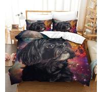QIAVXZIP 3D Impreso Shih Tzu 3 Piezas Hojas Funda Edredon 2 Fundas De Almohada Novedad con Cremallera Hipoalergénica para Adultos Y Niñas King（220x240cm）