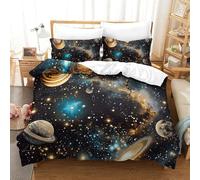 QIAVXZIP 3D Impreso Un Cielo Lleno de Galaxias 3 Piezas Juego De Funda Edredon 2 Fundas De Almohada Microfibra con Cremallera Transpirable para Niños Super King（260x220cm）