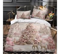 QIAVXZIP Árbol de Navidad Rosa Impresión 3D 3 Piezas cubrecama Escena de Castillo de fantasía Funda de colchón Microfibra Transpirable antiácaros para bebés Hombres Adultos Double（200x200cm）