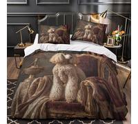 QIAVXZIP Caniche Real Impresión 3D 3 Piezas Funda de edredón Retrato Real Vintage cubrecama Microfibra morbida Transpirable para bebés Adolescentes Hombres Single (135x200cm)