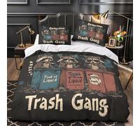 QIAVXZIP Detectives de mapaches Impresión 3D 3 Piezas Funda de colchón Funda de edredón Microfibra Cierre Cremallera antiácaros para Chicos Hombres Adultos Double（200x200cm）