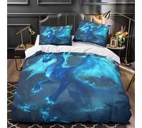 QIAVXZIP Fantasía de dragón de Hielo Impresión 3D 3 Piezas Funda de edredón cubrecama Microfibra Cierre Cremallera antiácaros para bebés Adolescentes Adultos Double（200x200cm）