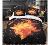 QIAVXZIP Ilustración del pájaro de Fuego Impresión 3D 3 Piezas cubrecama Estilo de Arte de fantasía Funda de edredón Microfibra Transpirable antiácaros para Chicos bebés Mujeres Single（140x200cm）