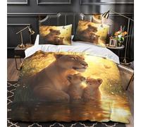 QIAVXZIP Leona con Cachorros Impresión 3D 3 Piezas cubrecama Arte de fantasía de Vida Silvestre Funda de edredón Microfibra hipoalergénica Transpirable para bebés Chicas Adultos King（220x240cm）