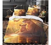 QIAVXZIP Leona y Cachorro Impresión 3D 3 Piezas cubrecama Estilo de Arte de Vida Silvestre Funda de colchón Microfibra Transpirable antiácaros para Chicas Adolescentes Mujeres Single（140x200cm）