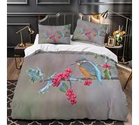 QIAVXZIP Martín Pescador posado Impresión 3D 3 Piezas Funda de colchón Funda de edredón Microfibra Transpirable antiácaros para niños Adolescentes Mujeres Double（200x200cm）