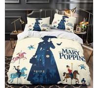 QIAVXZIP Mary Poppins Impresión 3D 3 Piezas cubrecama Estilo de ilustración Vintage Funda de colchón Microfibra Transpirable antiácaros para Adolescentes Chicos Adultos Single（140x200cm）