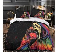 QIAVXZIP máscara de Miedo Impresión 3D 3 Piezas Funda de colchón Estilo de Arte de Terror Funda de edredón Microfibra hipoalergénica antiácaros para Chicos Adolescentes Mujeres Single (135x200cm)