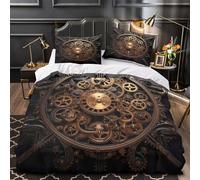 QIAVXZIP Mecanismo de Engranajes Steampunk Impresión 3D 3 Piezas cubrecama Diseño Vintage Industrial Funda de colchón Microfibra morbida antiácaros para Adolescentes Chicas Hombres Single（140x200cm）