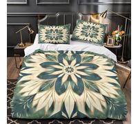 QIAVXZIP Mosaico Floral Impresión 3D 3 Piezas Funda de colchón Patrón ArtDeco Funda de edredón Microfibra hipoalergénica antiácaros para Adolescentes Mujeres Adultos Super King（260x220cm）