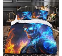 QIAVXZIP Motorista Fantasma Impresión 3D 3 Piezas cubrecama Estilo de Arte fantástico Funda de edredón Microfibra morbida hipoalergénica para Chicos Mujeres Adultos Double（200x200cm）