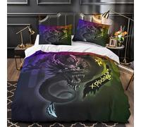QIAVXZIP Obra de Arte del dragón Impresión 3D 3 Piezas cubrecama Ilustración Digital de fantasía Funda de edredón Microfibra morbida hipoalergénica para Chicos Chicas Mujeres Double（200x200cm）