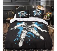 QIAVXZIP Paseo Espacial de astronautas Impresión 3D 3 Piezas cubrecama Estilo de diseño gráfico Funda de edredón Microfibra Transpirable antiácaros para bebés Chicos Mujeres Double（200x200cm）