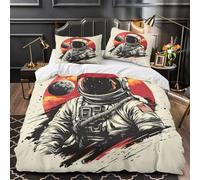 QIAVXZIP Paseo Espacial de astronautas Impresión 3D 3 Piezas Funda de edredón Funda de colchón Microfibra Transpirable antiácaros para Adolescentes Mujeres Adultos Double（200x200cm）