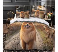 QIAVXZIP Perro Peludo paseando Impresión 3D 3 Piezas Funda de colchón Linda Mascota Estilo Exterior Funda de edredón Microfibra hipoalergénica antiácaros para Chicos Hombres Adultos Double（200x200cm）