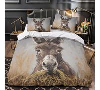 QIAVXZIP Retrato de Burro Impresión 3D 3 Piezas Funda de colchón Arte Animal rústico Funda de edredón Microfibra hipoalergénica Transpirable para bebés Hombres Adultos Double（200x200cm）