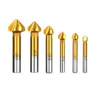 Qibaok 6 Pcs Avellanador 90°HSS Juego de 6 Brocas Avellanadoras para Metal Madera Aluminio, Ø 6,3mm ~ 20,5mm, Cubiertas de Titanio