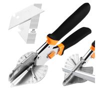 Qibivfo Tijeras de Inglete con 20 Cuchillas de Repuesto - Cortador Angular 45-135° para PVC, Goma y Madera, Corte Preciso para Molduras, Bricolaje y Instalación