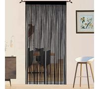 QiBoYuYe Cortina Puerta Exterior Cortina Mosquitera Tiras para Puertas Exteriores Terraza Antimoscas Salon Dormitorio Cortinas De Ventana Decoraciones para Habitaciones (Negro, 90 x 200 cm)