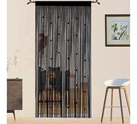 QiBoYuYe Cortina Puerta Exterior Pantalla De Cortinas para Decoración del Hogar Tiras para Puertas Exteriores Terraza Cortinas Antimoscas Salon Dormitorio (Negro, 90 x 245 cm)