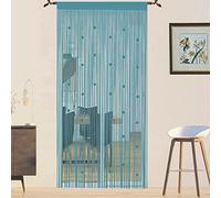 QiBoYuYe Cortina Puerta Exterior Pantalla De Cortinas para Decoración del Hogar Tiras para Puertas Exteriores Terraza Cortinas Antimoscas Salon Dormitorio (Azul, 90 x 200 cm)