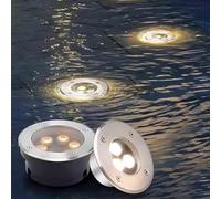 QICBYING Foco LED Subacuático - Lámpara para Fuente Exterior, Luces LED Subacuáticas Ultradelgadas de 24V Foco Redondo Empotrable IP68 Impermeable(RGB,6W-24V)