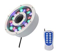 QICBYING Foco Para Piscina - Luz LED Subacuática, Iluminación De Estanque Orificio Central A Prueba De Agua IP68 Con Control Remoto, Lámpara De Fuente Con Anillo Que Cambia De Color RGB(6W(24V))