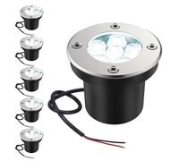 QICBYING Paquete De 6 Luces Enterrada Para Exteriores - Luces De Paisaje, Focos Empotrables De 6W, Luces LED Para Pozos De Tierra De 12-24V, Luz Enterrada Para Jardín Con IP67(White Light,6W(24V))