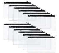 Qichan 12 estuches transparentes para exámenes, estuche transparente con cremallera, estuches transparentes para lápices, estuches de plástico para escuela, hogar, oficina, examen