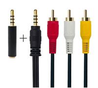 QiCheng&LYS Cable de vídeo de 3,5 mm a RCA AV, macho de 3,5 mm a 3RCA macho, cable AUX de audio y vídeo estéreo para smartphones, tabletas MP3, altavoces, cine en casa, 1,5 m