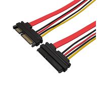 QiCheng&LYS Combinación de Datos Sata Macho a Hembra de 22 Pines (7 + 15) y Cable de extensión de Potencia - Cable de extensión Sata Slimline,50 cm