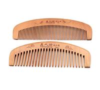 QiCheng&LYS Peine de Madera, Peine de Madera Para el Pelo, Dentado Ancho y Dentado Fino, Apto Para Mujeres (15 cm y 2 Anillos Para el Cabello)
