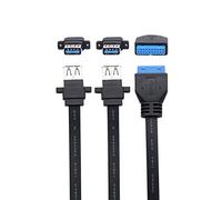 QiCheng&LYS Placa Base USB3.0 Adaptador Hembra de Alta Velocidad de 5 Gbps 19 Pin a Conector Hembra 2-USB3.0