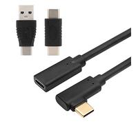 QiCheng & LYS USB-c3.1 Cable de extensión Macho y Hembra, Adaptador Macho Tipo c a Macho, Adaptador Macho usb3.0 a Macho Tipo c (2 unids+Codo 0.6m)