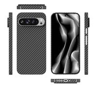 qichenlu Carcasa rígida a prueba de balas de fibra de aramida negra para Google Pixel 9 / Pixel 9 Pro, estándar militar, resistente a los golpes, extremadamente fina