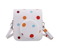QICNMFA Funda para cámara compatible con cámara Fujifilm Instax Mini 12/11, funda protectora de piel sintética con bolsillo y correa ajustable para el hombro, Diseño de lunares, Funda para cámara