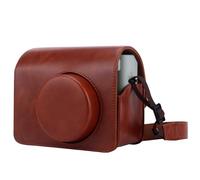 QICNMFA Funda para cámara compatible con Instax Wide 400, piel sintética, cámara instantánea con correa desmontable, marrón, Bolsas de cámara