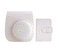 QICNMFA Funda para cámara Fujifilm Instax Min 12, 11, 9, 8, funda protectora de piel sintética con correa ajustable para el hombro y 28 bolsillos para fotos, Margarita rosa, Funda para cámara