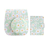 QICNMFA Funda para cámara Fujifilm Instax Min 12, 11, 9, 8, funda protectora de piel sintética con correa ajustable para el hombro y 28 bolsillos para fotos, Verde Margarita, Funda para cámara
