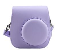 QICNMFA Funda para cámara Fujifilm Instax Mini 12, 11, 9, 8, 8+, funda protectora de piel sintética con bolsillos y correa ajustable para el hombro, Morado, Funda para cámara