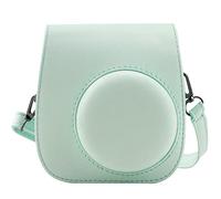 QICNMFA Funda para cámara Fujifilm Instax Mini 12, 11, 9, 8, 8+, funda protectora de piel sintética con bolsillos y correa ajustable para el hombro, verde menta, Funda para cámara