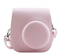 QICNMFA Funda para cámara Fujifilm Instax Mini 12, 11, 9, 8, 8+, funda protectora de piel sintética con bolsillos y correa ajustable para el hombro, rosa claro, Funda para cámara